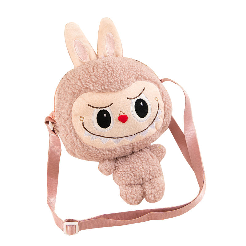 Kids Girls Labubu Soft Plush Crossbody Character Doll Bag