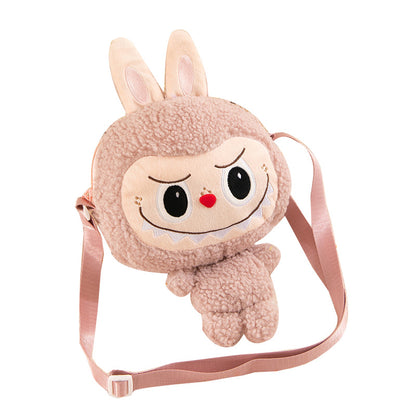 Kids Girls Labubu Soft Plush Crossbody Character Doll Bag