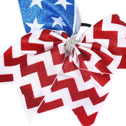 Kids Patriotic Ties Bow Star Stripe Chevron Hair Bands
