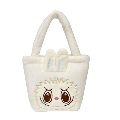 Labubu Plush Cartoon Tote Bag Soft Adorable Solid Handbag