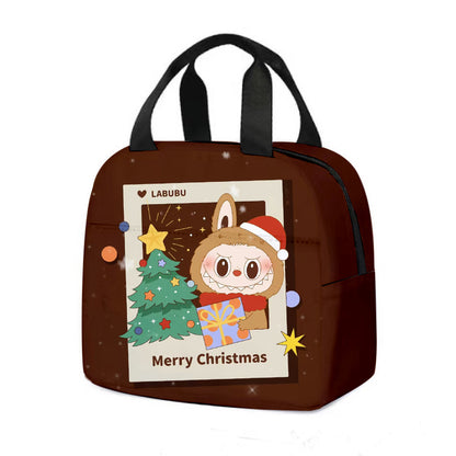 Labubu Christmas 2025 Cartoon Lunch Bag Insulated Bento Box Tote for Kids Adult
