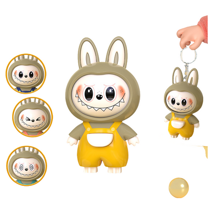 Lalabu Squeeze & Change Face Toy Cute Plastic Fidget Keychain for Stress Relief