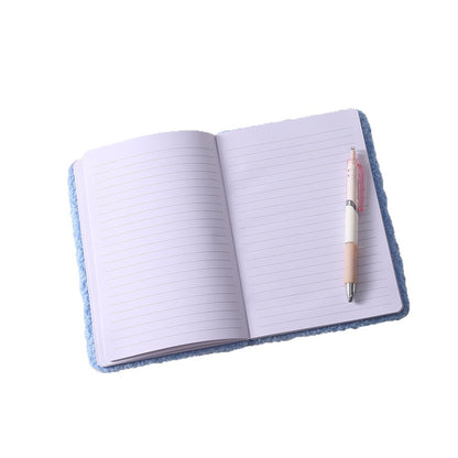 Labubu Embroidered Cartoon Teddy Fleece Plush Notebook Creative Kids Journal DIY Planner