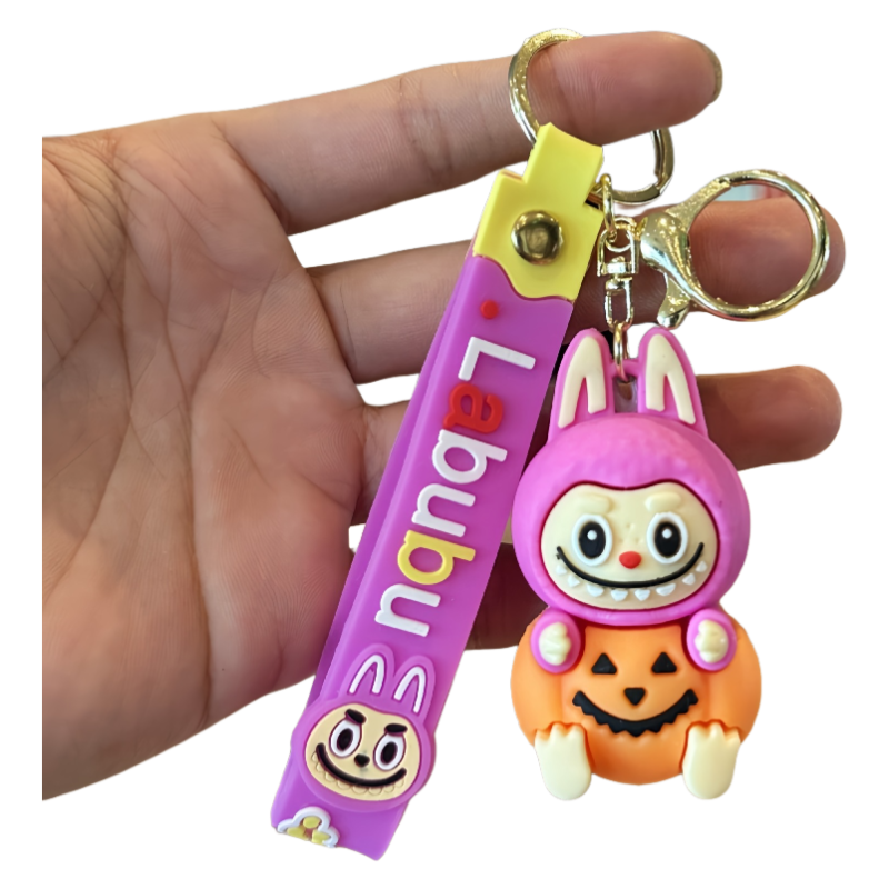 Labubu Halloween Pumpkin Silicone Keychain With Various Character Designs
