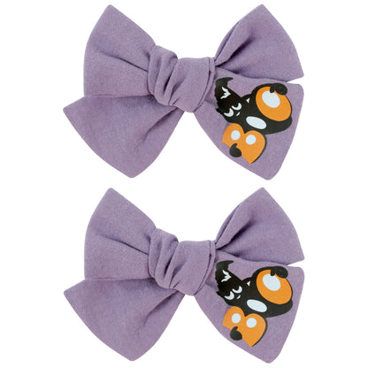 Girls Halloween Pumpkin Ghost Embroidery Orange Pink Headwear Bow