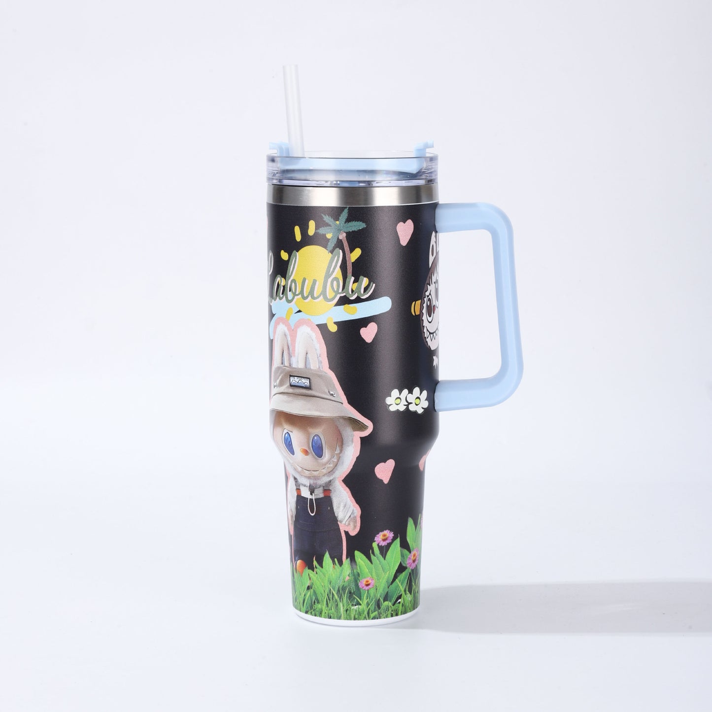 Labubu 40oz Insulated Tumbler with Handle and Straw Car Travel Mug, Hot & Cold Stainless Steel Cup