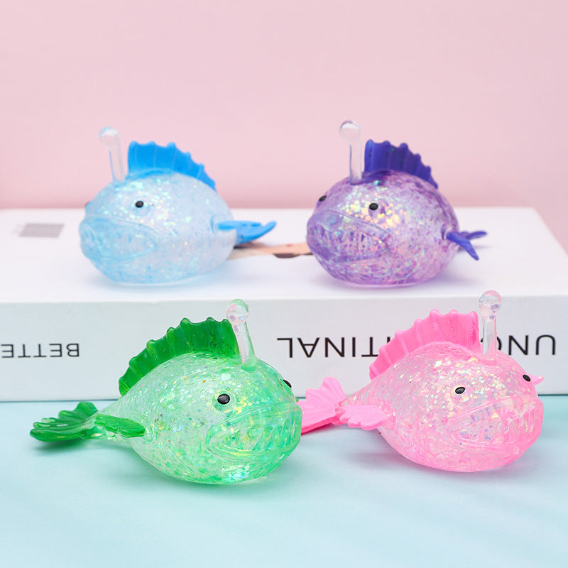 Flying Fish Glitter Squishy Fidget Toy – Stress Relief Ball