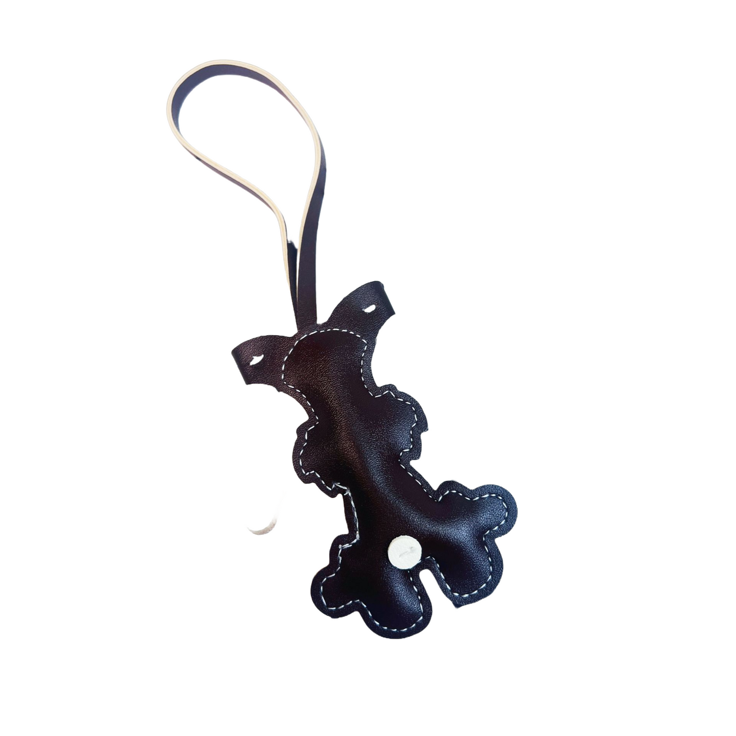 Leather Schnauzer Wrist Strap Keychain, Animal Shaped Bag Charm & Car Key Pendant