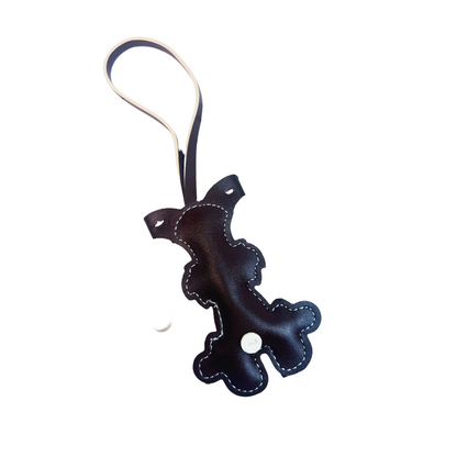 Leather Schnauzer Wrist Strap Keychain, Animal Shaped Bag Charm & Car Key Pendant