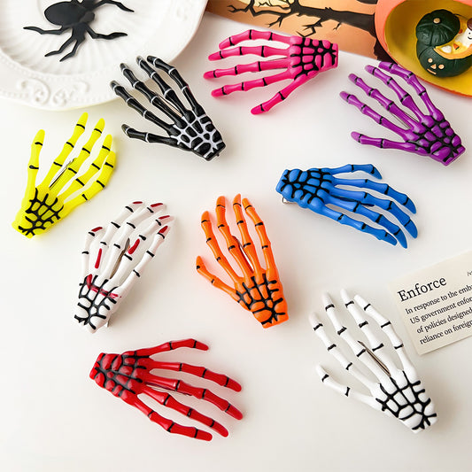 Halloween Skeleton Hand Hair Clip, Fun Spooky Party Side Hairpin Holiday Accessory