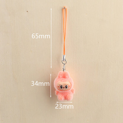 Flocked Labubu Keychain Plushie Bag Charm Gift Keyring for Purse & Backpack