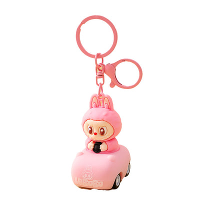 Labubu Keychain Toy in Car Cute Cartoon Keyring Accessory