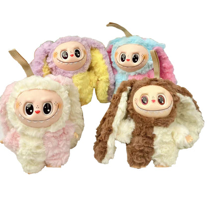 Lalabu Big Eared Vinyl Doll Keychain Sitting Plush Toy Soft Figure Charm for Bags and Keys
