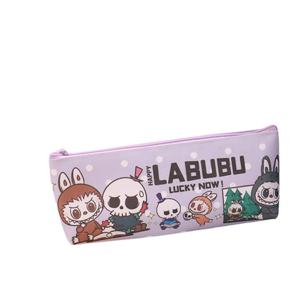 LABUBU Kids' Pencil Case Double-Sided Printed PU Zipper Pouch for School Supplies