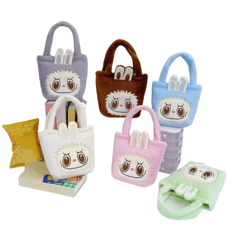 Labubu Plush Cartoon Tote Bag Soft Adorable Solid Handbag