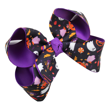 Halloween Fall Pumpkin Face Ghost Corn Plaid Hair Clips Bow Hairpins Girls