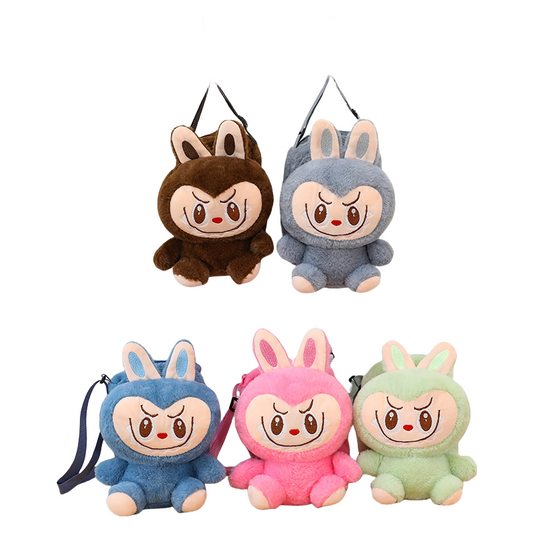 Kids Girls Labubu Soft Plush Crossbody Character Doll Bag