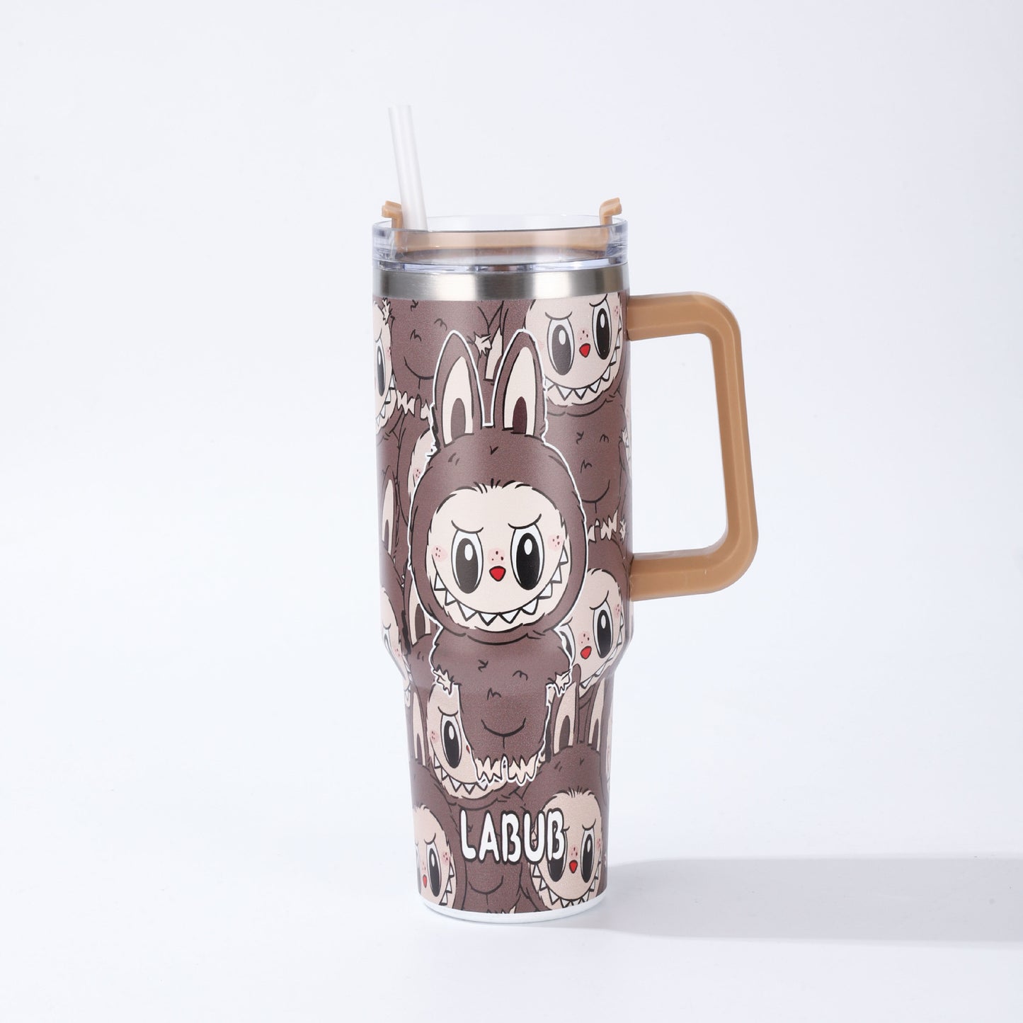 Labubu 40oz Insulated Tumbler with Handle and Straw Car Travel Mug, Hot & Cold Stainless Steel Cup
