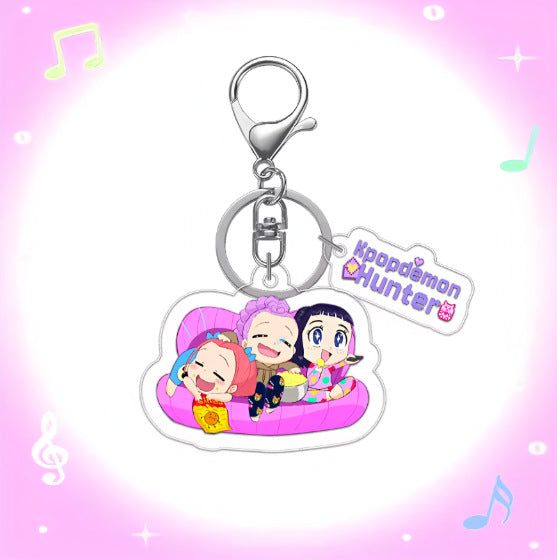 Kpop Demon Hunters Anime Keychain Set 2PCS Acrylic Girl Group Pendants for Bags & Backpacks