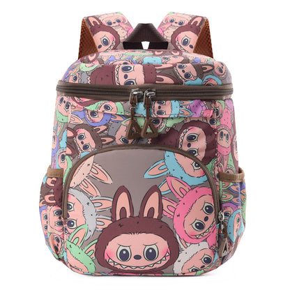 Labubu Print Trendy Large Zipper Backpack Back To School Bag Kindergarten
