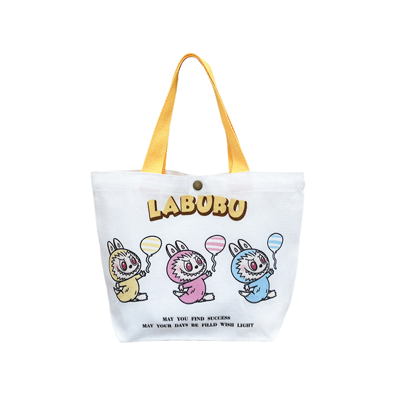 Labubu Cartoon Canvas Tote Bag Shoulder Handbag Portable