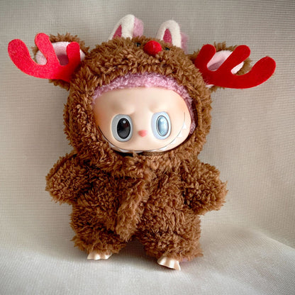 17cm Labubu Christmas Doll Outfit Bow Headwear Costume