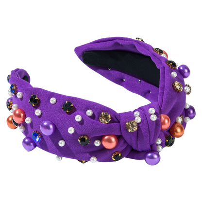 Halloween Fall Pumpkin Corn Candy Headband Seed Beads Rhinestones Pearl Knot