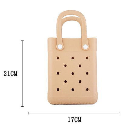 EVA Small Square Beach Bag with Hole Design Handheld Tote