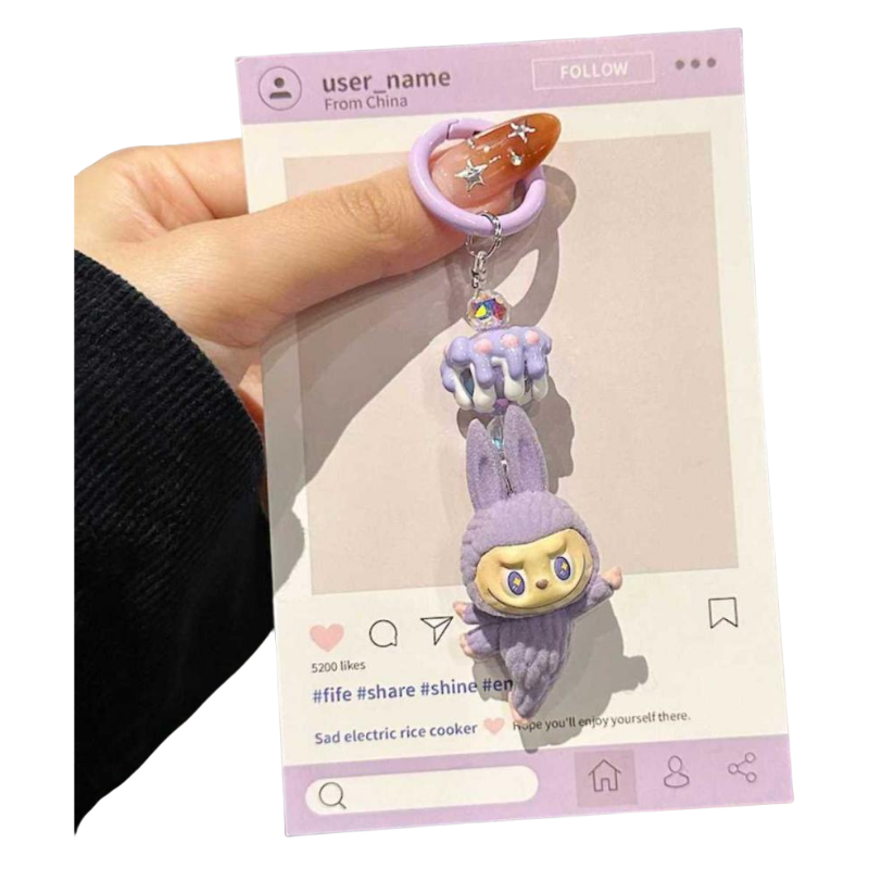 Labubu Lazy Yoga Series Plush Phone Strap – Trendy Bag & Phone Charm