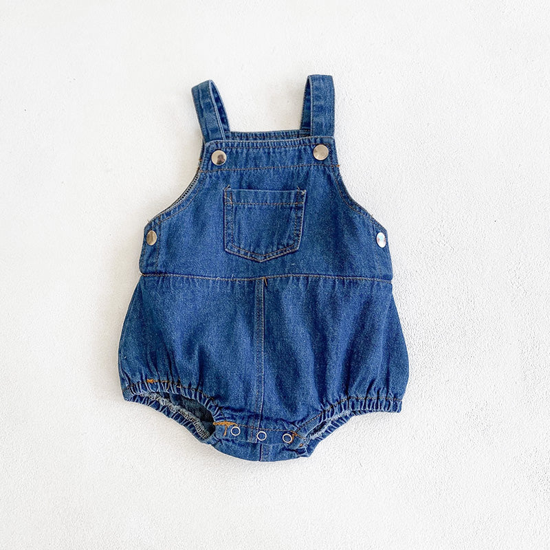 Baby Denim Overalls Romper Cotton Jumpsuit For Boys Girls Summer Fall
