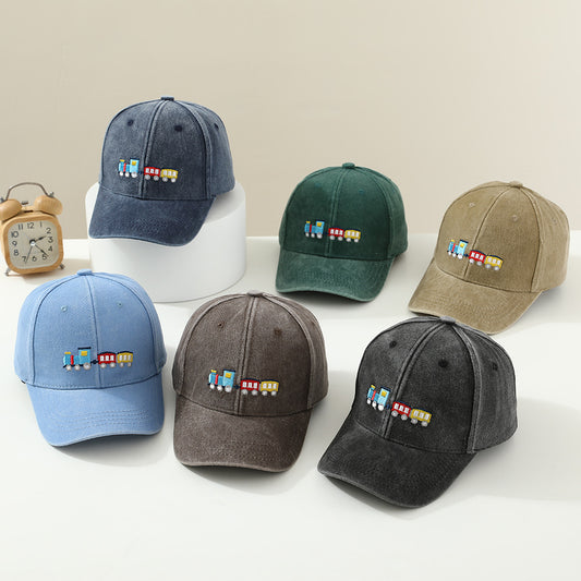 Toddler Train Embroidery Baseball Cap Soft Cotton 6 Colors