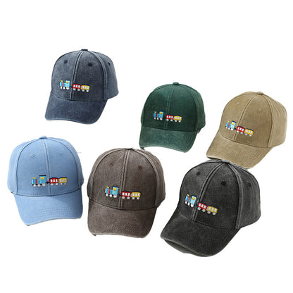 Toddler Train Embroidery Baseball Cap Soft Cotton 6 Colors