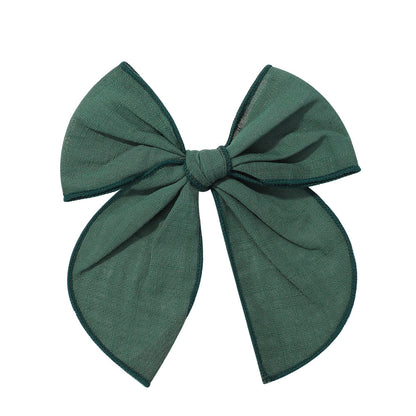 Christmas Tartan Bow Hair Clip Girls Vintage Plaid Accessory Cotton Linen Fabric Headband