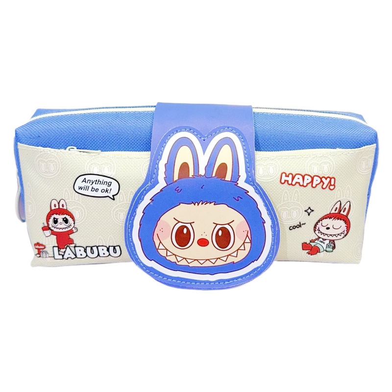 Labubu Pencil Case Multi-Layer Large Capacity Stationery Box with Flip Cover Velcro Closure