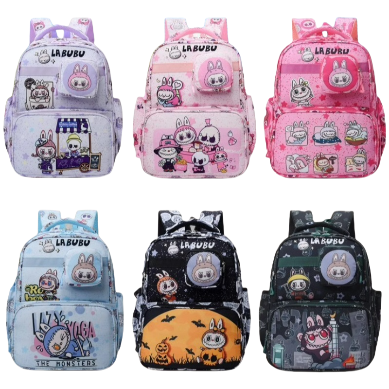 Labubu Print Trendy Print Large Backpack Back To School Bag