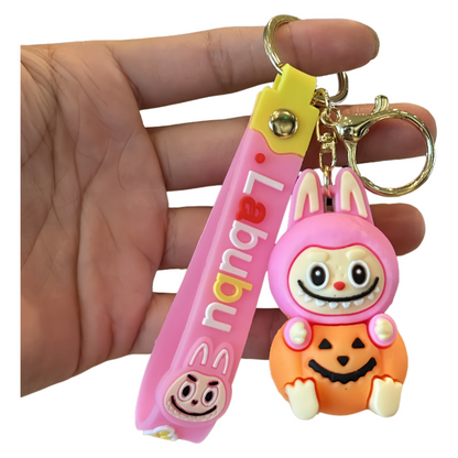 Labubu Halloween Pumpkin Silicone Keychain With Various Character Designs