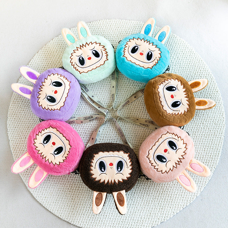 Kids Girls Labubu Soft Plush Crossbody Character Doll Bag