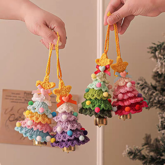Plush Christmas Bell Ornaments Crochet Christmas Tree Mini Decor & Car Hanging
