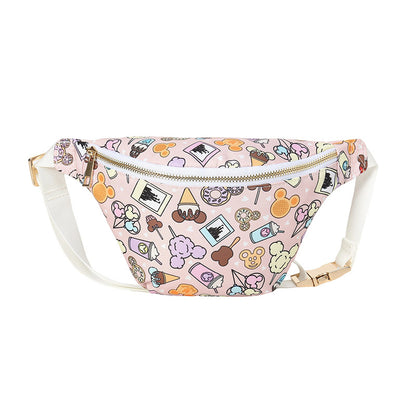 Large Nylon Kids Waist Pack with Cartoon Print Multi-Purpose Crossbody Bag