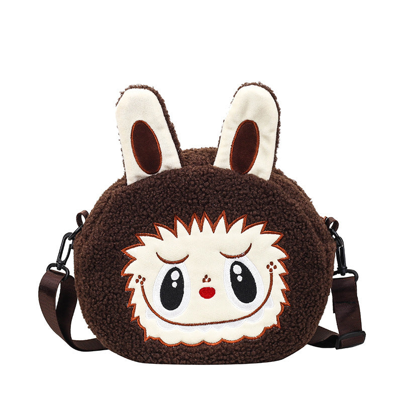 Kids Girls Labubu Soft Plush Crossbody Character Doll Bag