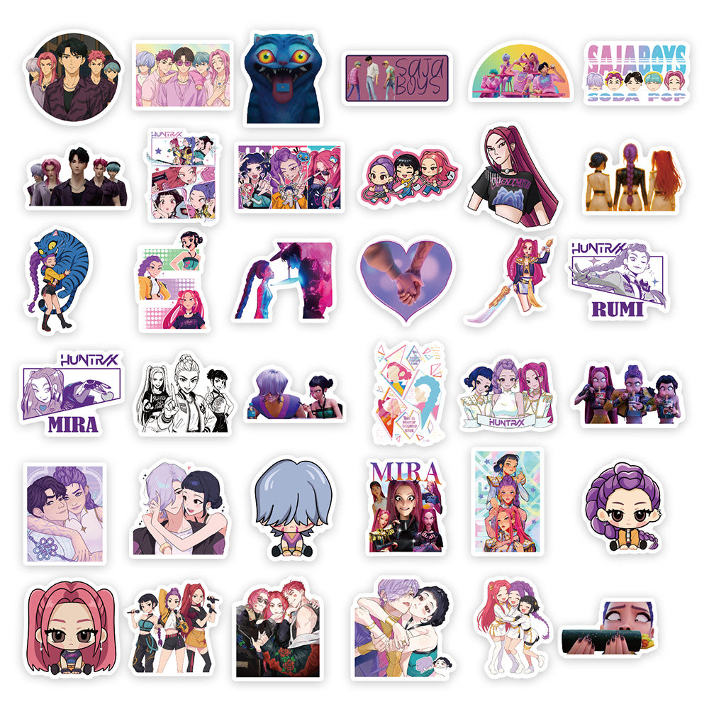 KPOP Huntrix Demon Hunter Girl & Gasha Boy Group Stickers Cartoon Character Decals DIY Scrapbooking Craft Supplies 74pcs