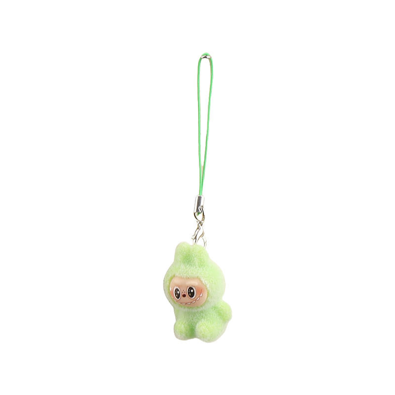 Flocked Labubu Keychain Plushie Bag Charm Gift Keyring for Purse & Backpack