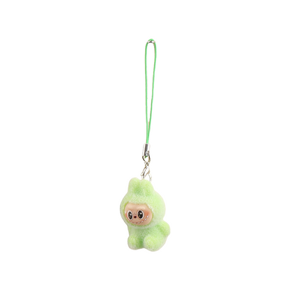 Flocked Labubu Keychain Plushie Bag Charm Gift Keyring for Purse & Backpack