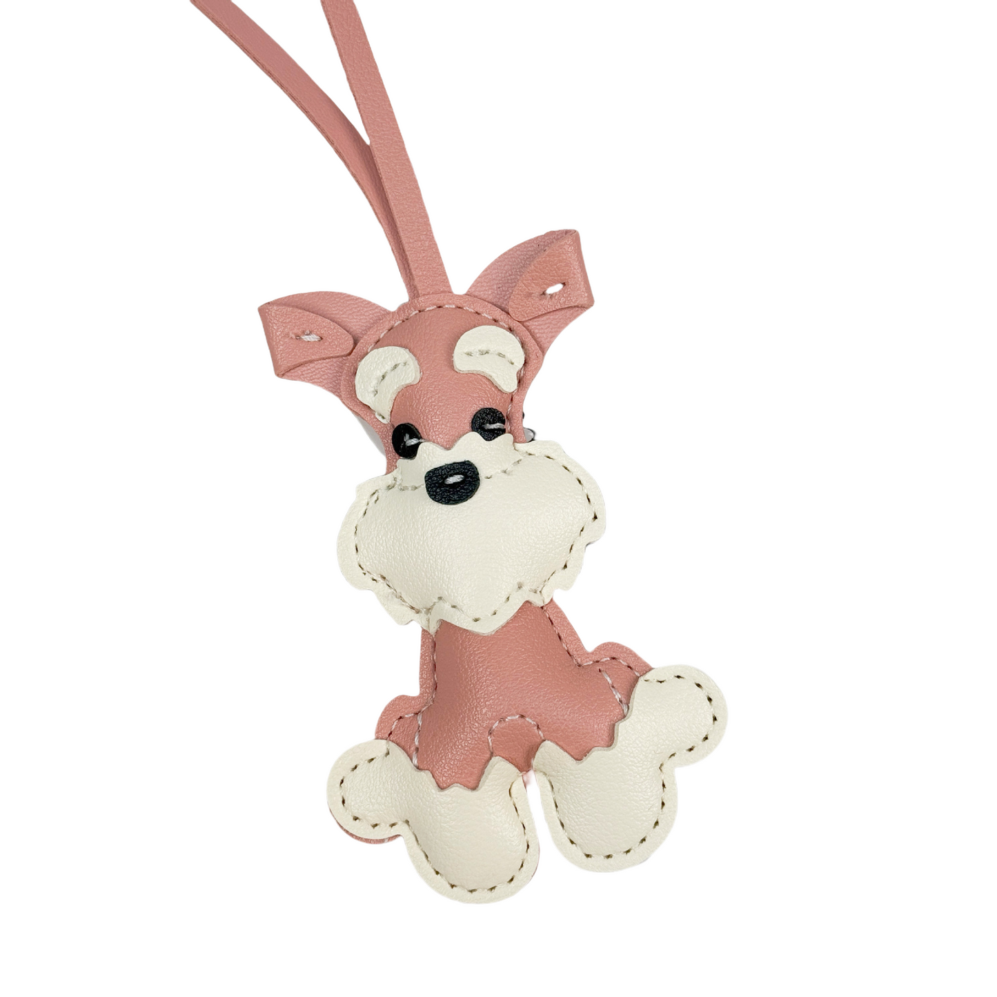 Leather Schnauzer Wrist Strap Keychain, Animal Shaped Bag Charm & Car Key Pendant