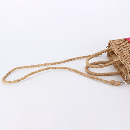 Rainbow Colorblock Woven Crossbody Bag for Women & Girls