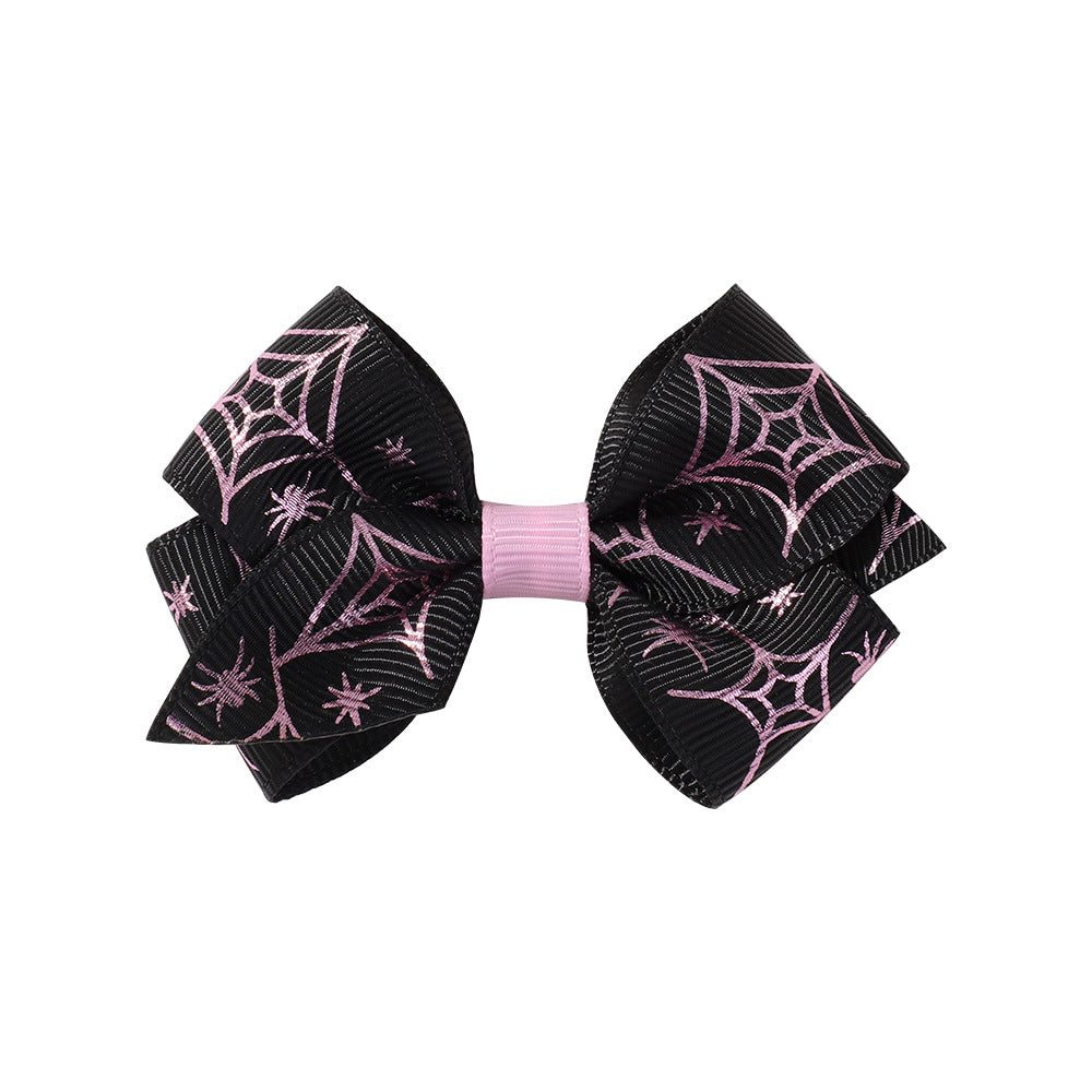 Halloween Fall Pumpkin Face Ghost Corn Spider Hair Clips Bow Hairpins Girls