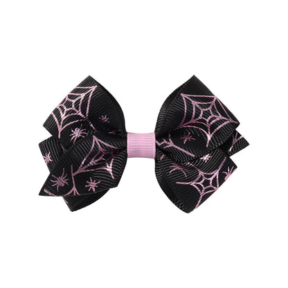 Halloween Fall Pumpkin Face Ghost Corn Spider Hair Clips Bow Hairpins Girls
