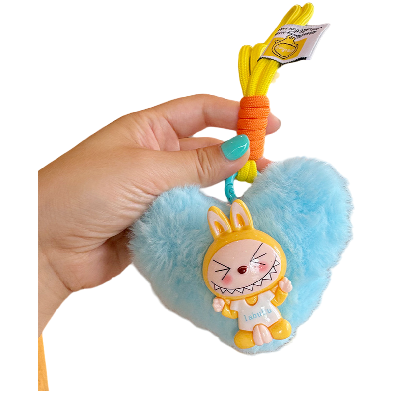 Lalububu Plush Keychain Heart-Shape Bag & Car Key Accessory 3 Colors