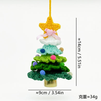 Plush Christmas Bell Ornaments Crochet Christmas Tree Mini Decor & Car Hanging