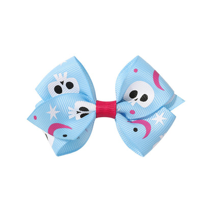 Halloween Fall Pumpkin Face Ghost Corn Spider Hair Clips Bow Hairpins Girls